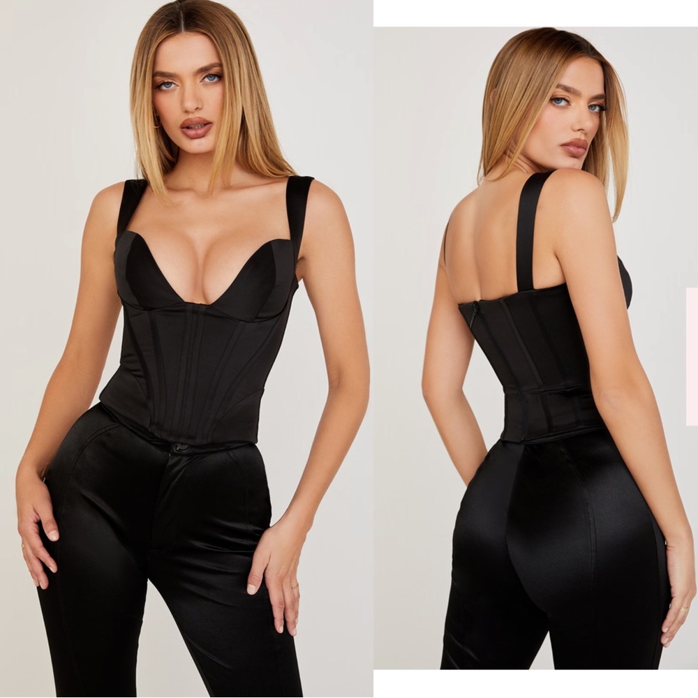 House of CB Liberty Black Satin Corset M+